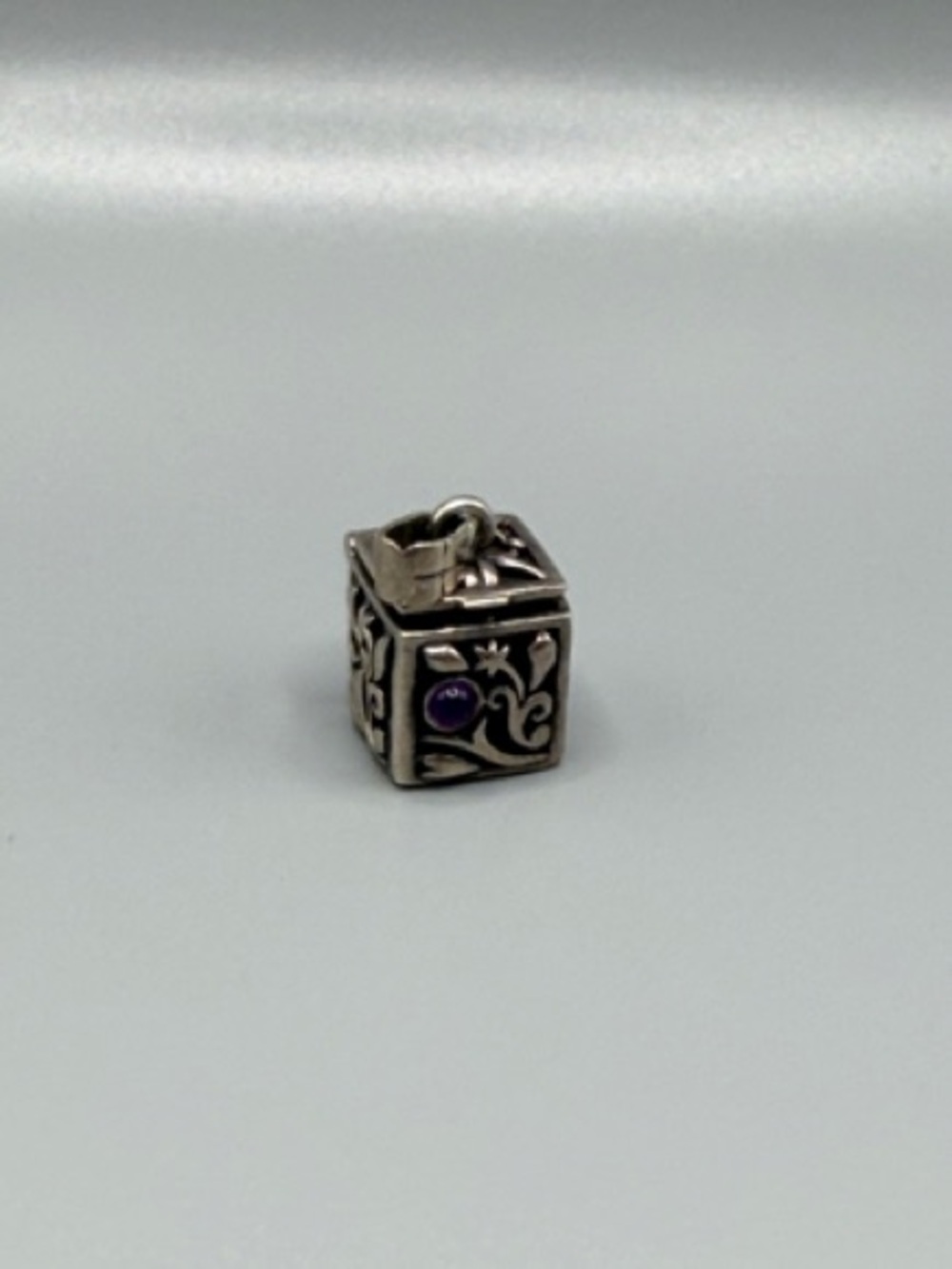 Sterling Silver Floral Pandoras Box Pendant Or Charm